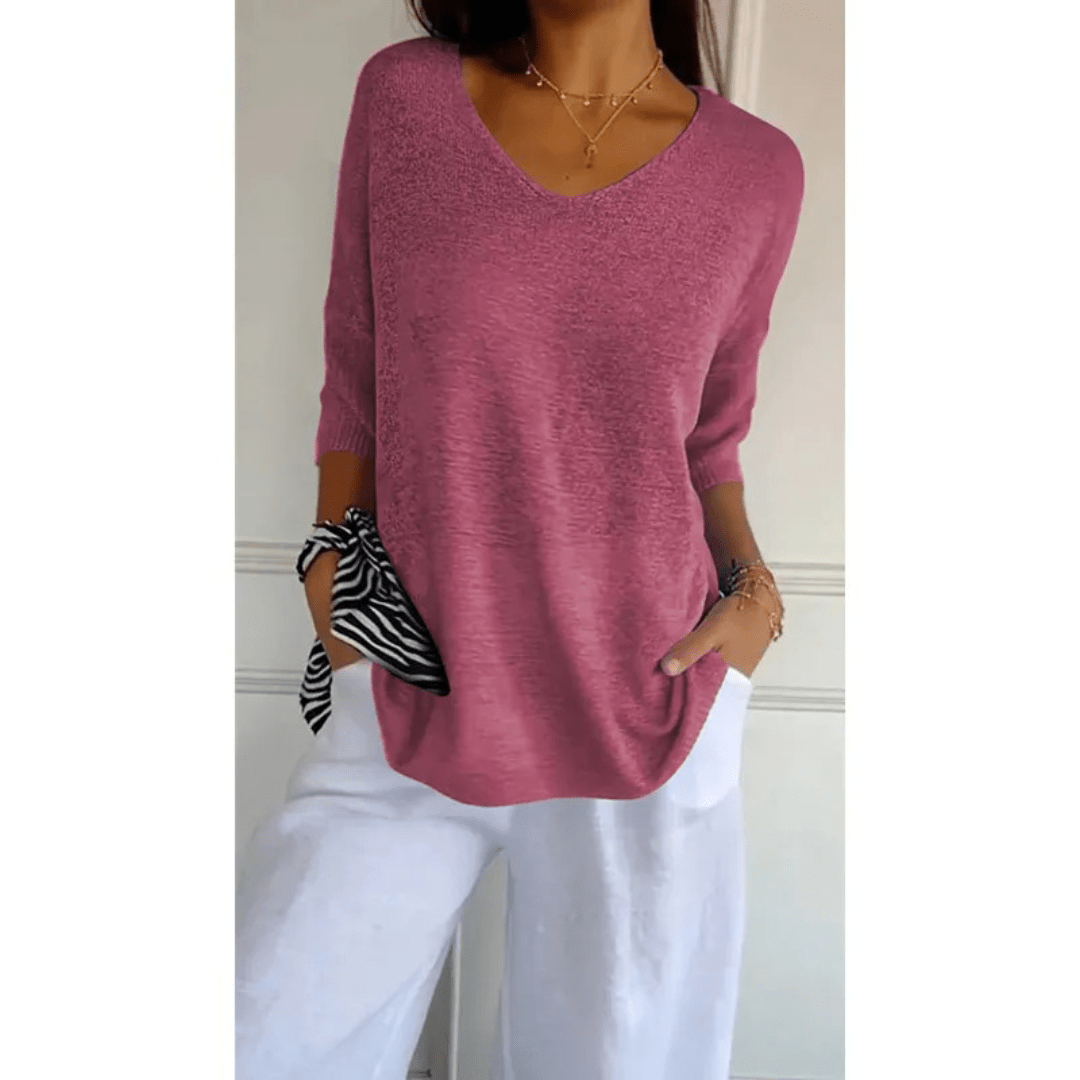 Libby | Women's V-Neck Relaxed Fit Tunic Top