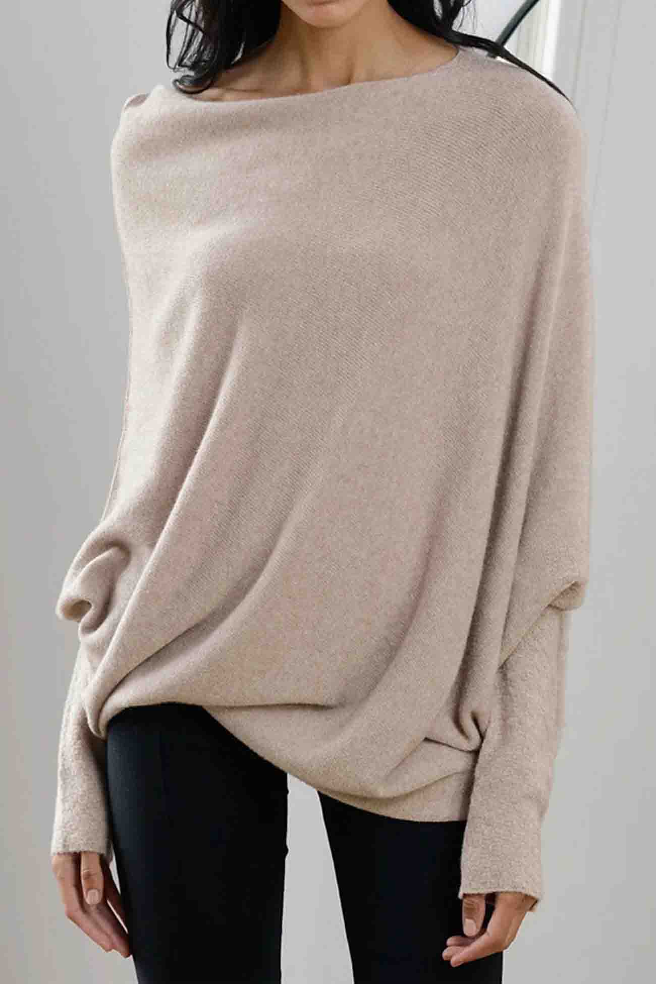 Paulina | Solid long-sleeved shirt with a crew neck