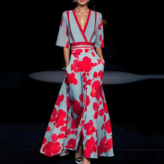 Linda | Women's V-Neck A-Line Maxi Dress