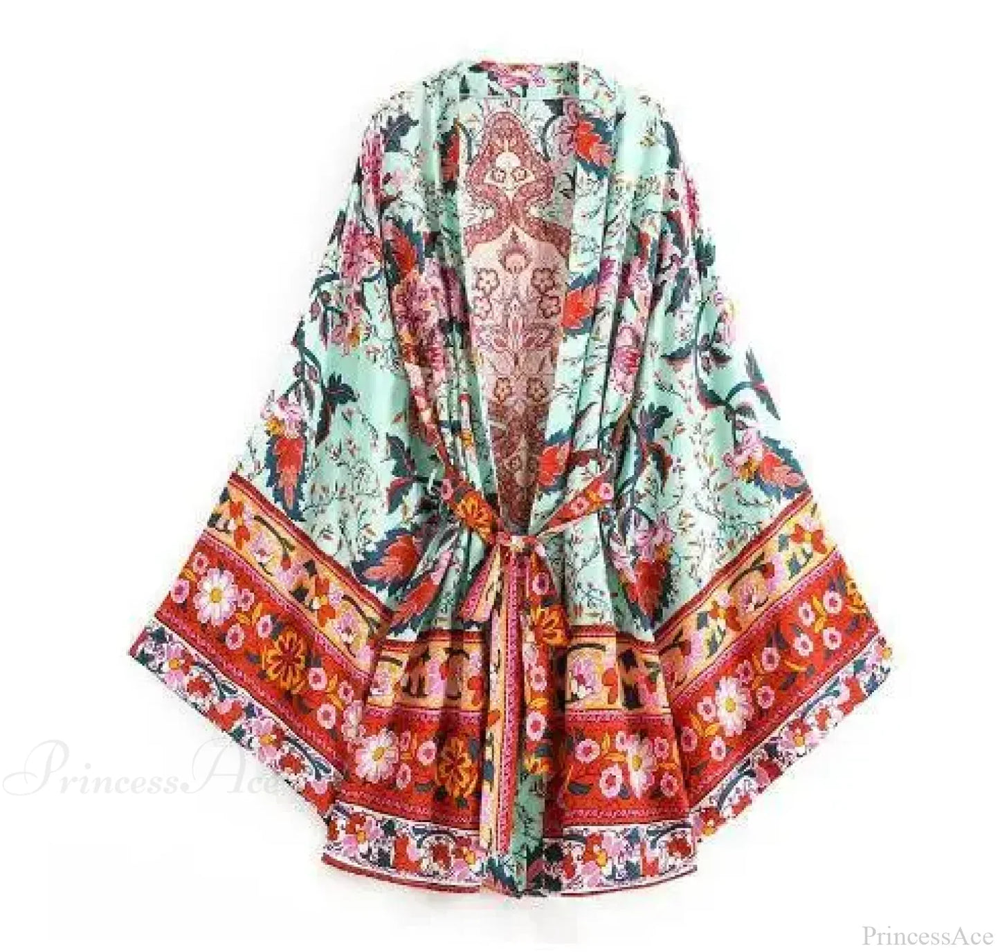 Long Boho Kaftan Rayon Floral Print Bikini Cover Up