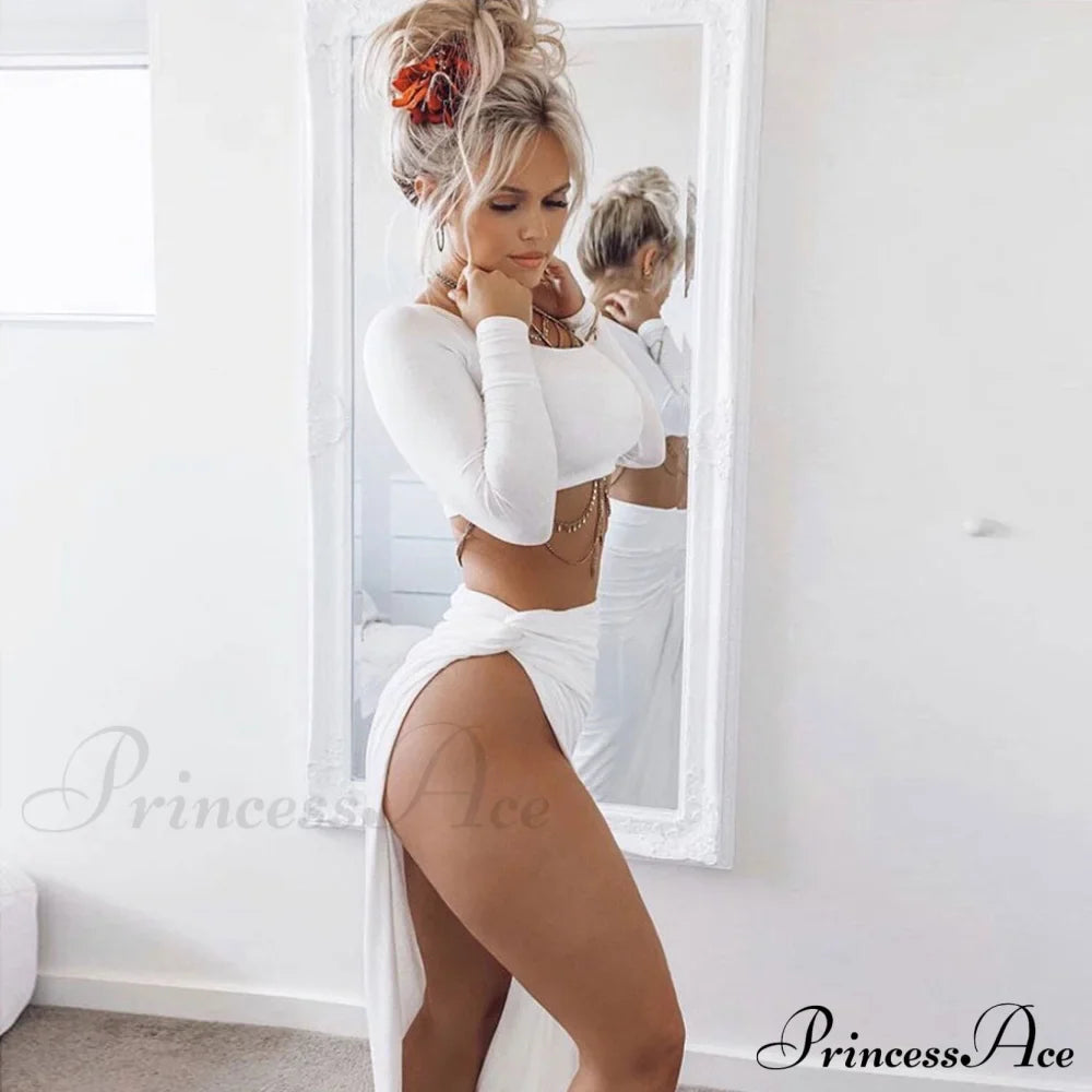 Long Sleeve Crop Top Modern & Sweater Dress Set