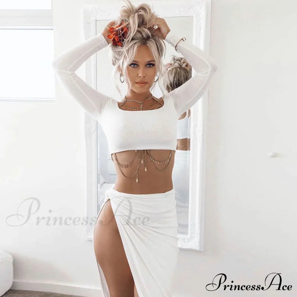 Long Sleeve Crop Top Modern & Sweater Dress Set
