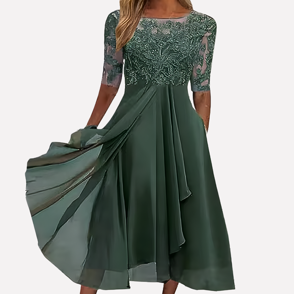 Lori | Women's Lace A-Line Midi Dress
