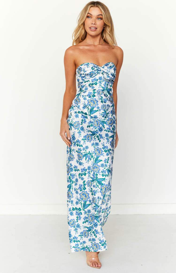 Guadalupe® | Printed Maxi Tube Dress With Knot Detail