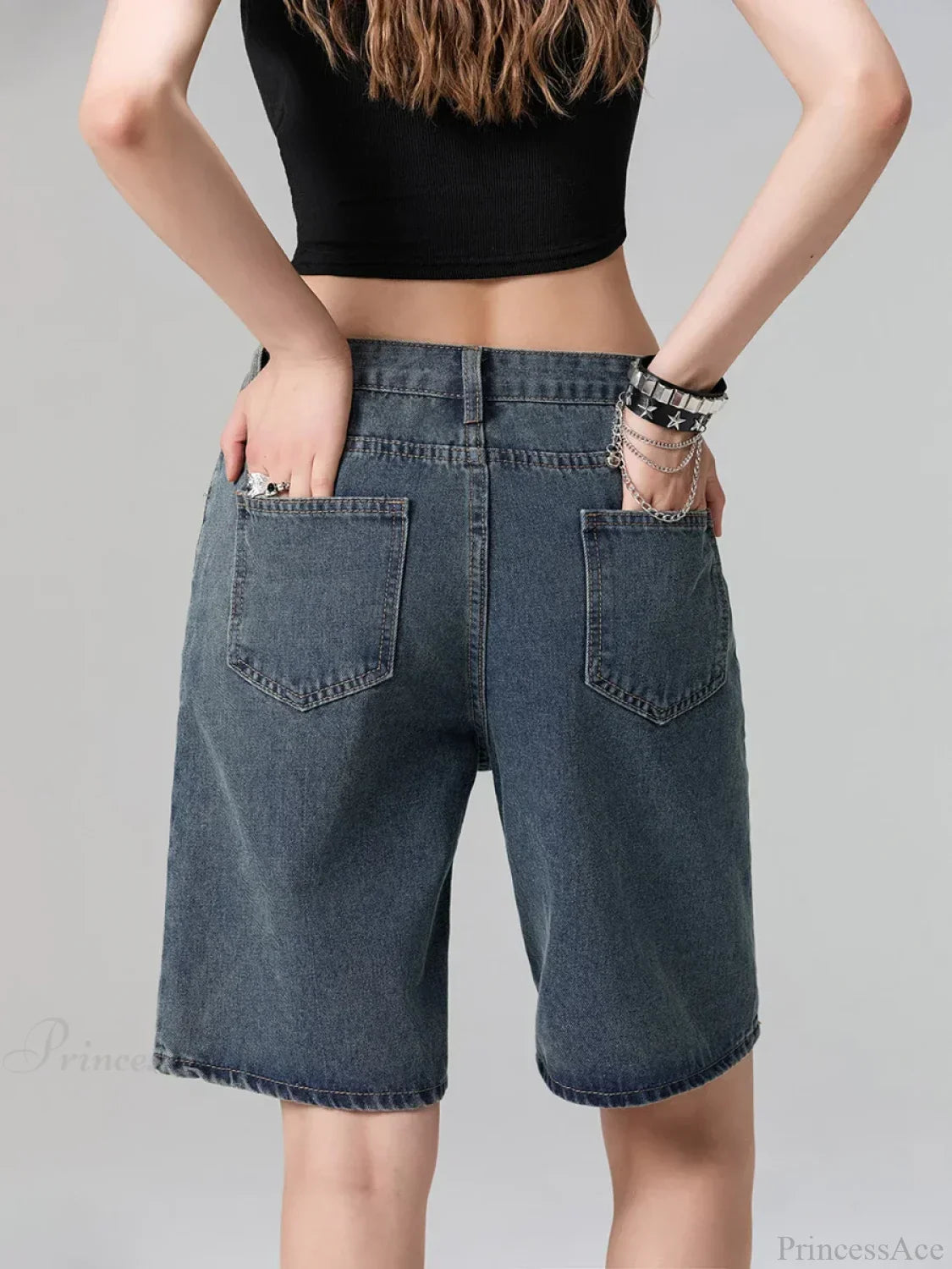 Low Waist Straight Leg Denim Short