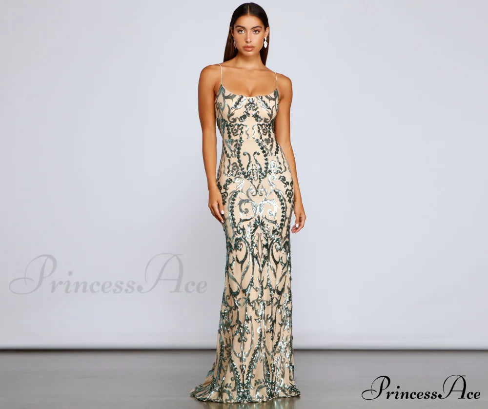 Luana Formal Open Charming Back Sequin Dress