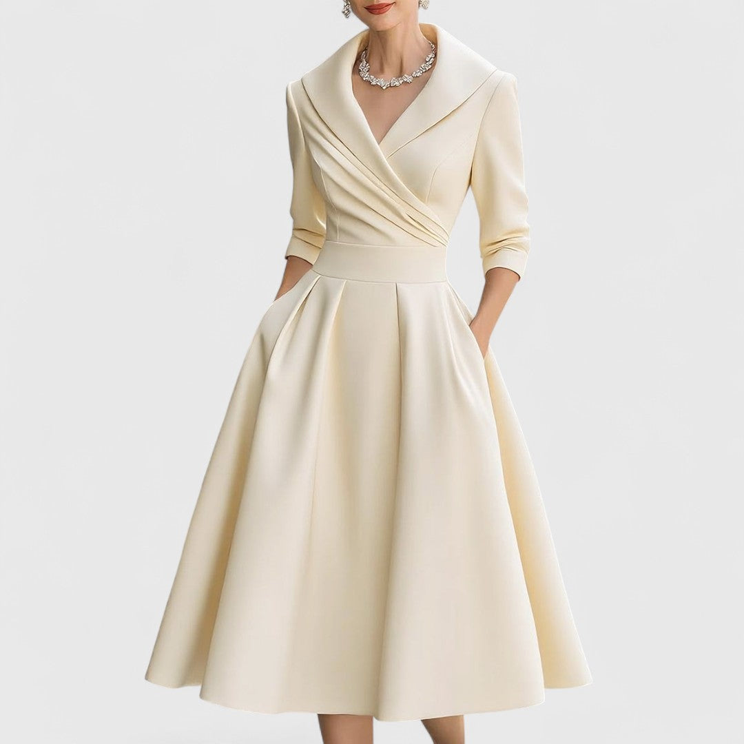 Lucille | Women's V-Neck A-Line Midi Dress