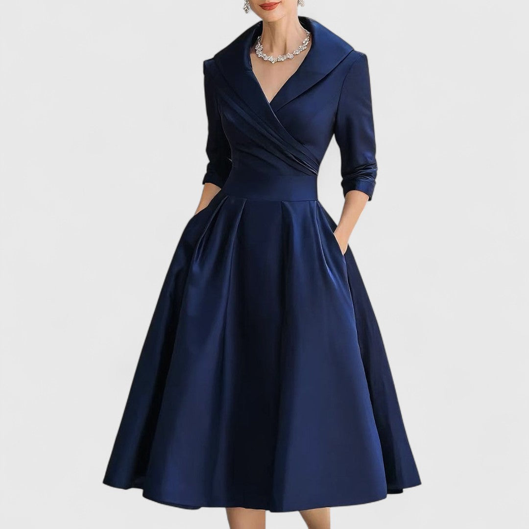 Lucille | Women's V-Neck A-Line Midi Dress