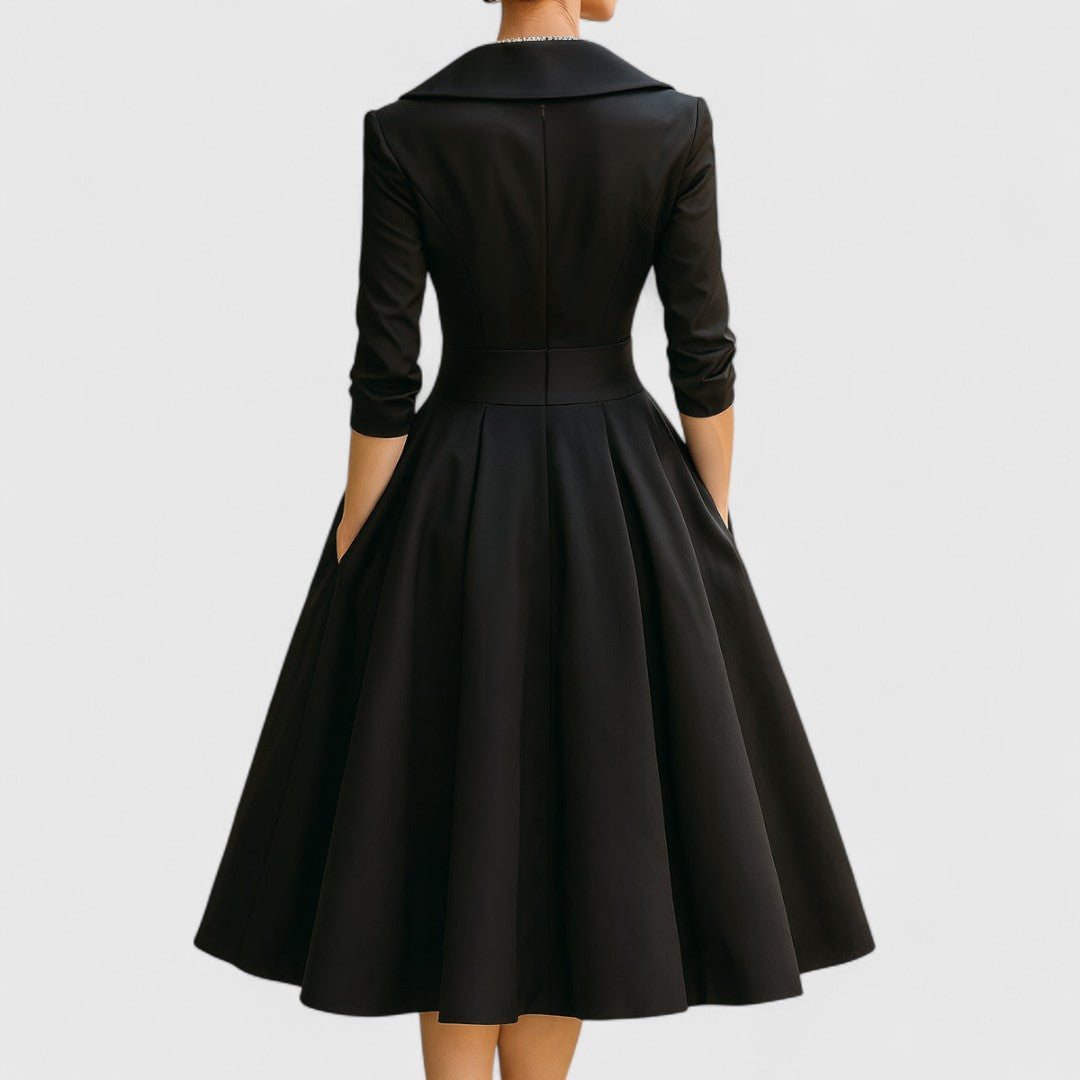 Lucille | Women's V-Neck A-Line Midi Dress