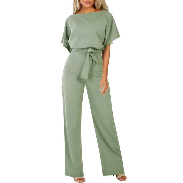 Lucy | Women's Wide Leg Belted Jumpsuit