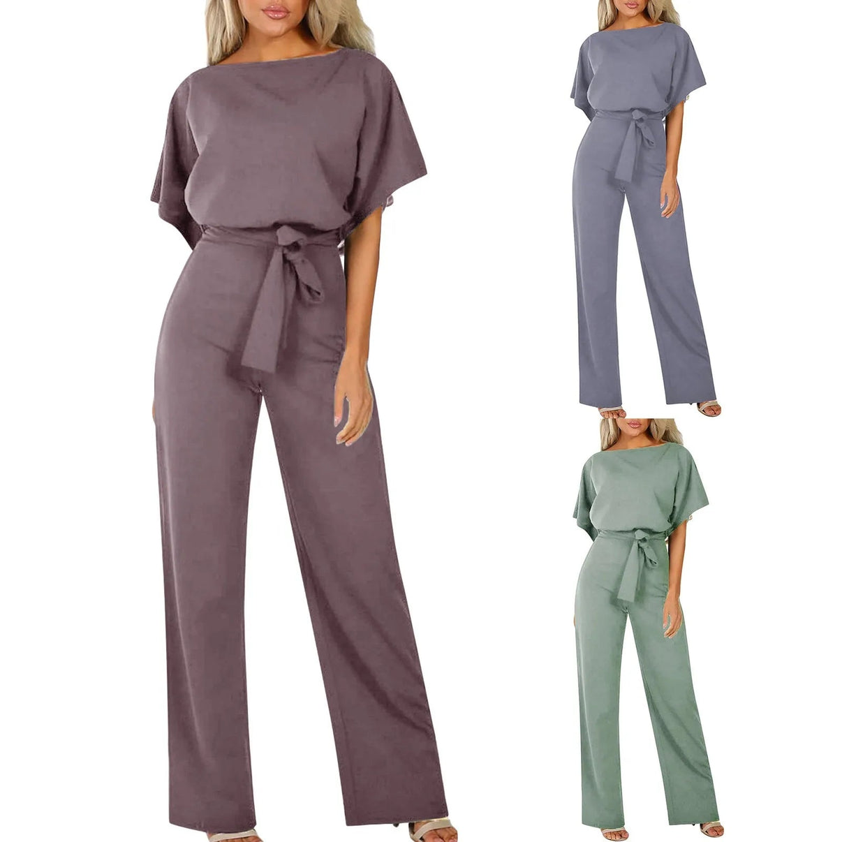 Lucy | Women's Wide Leg Belted Jumpsuit