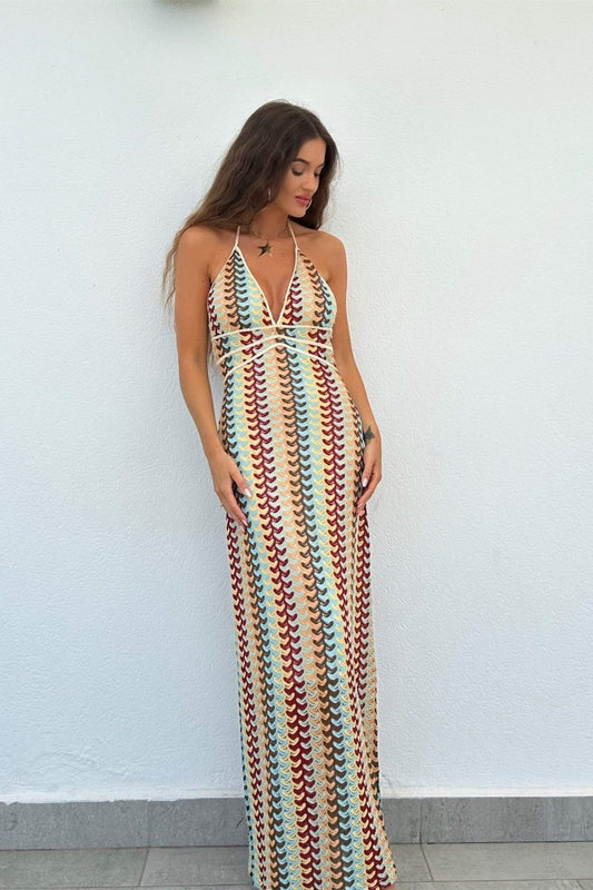 Hilda® | Halterneck Maxi Dress Made Of Crochet Fabric
