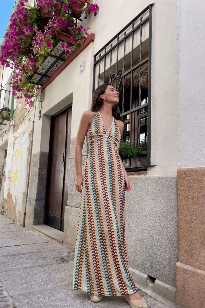 Hilda® | Halterneck Maxi Dress Made Of Crochet Fabric