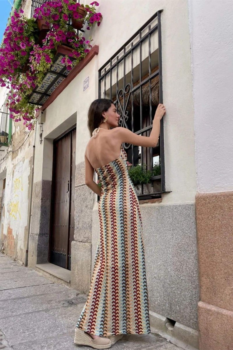 Hilda® | Halterneck Maxi Dress Made Of Crochet Fabric
