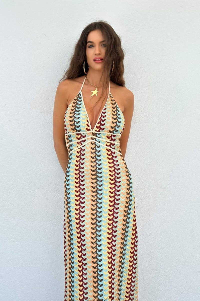 Hilda® | Halterneck Maxi Dress Made Of Crochet Fabric