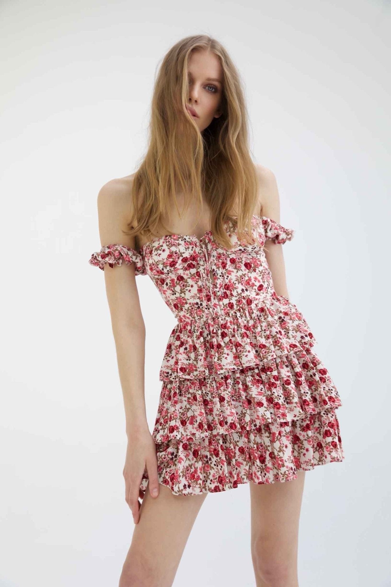 Vera® | Printed Tiered Mini Dress With Corset