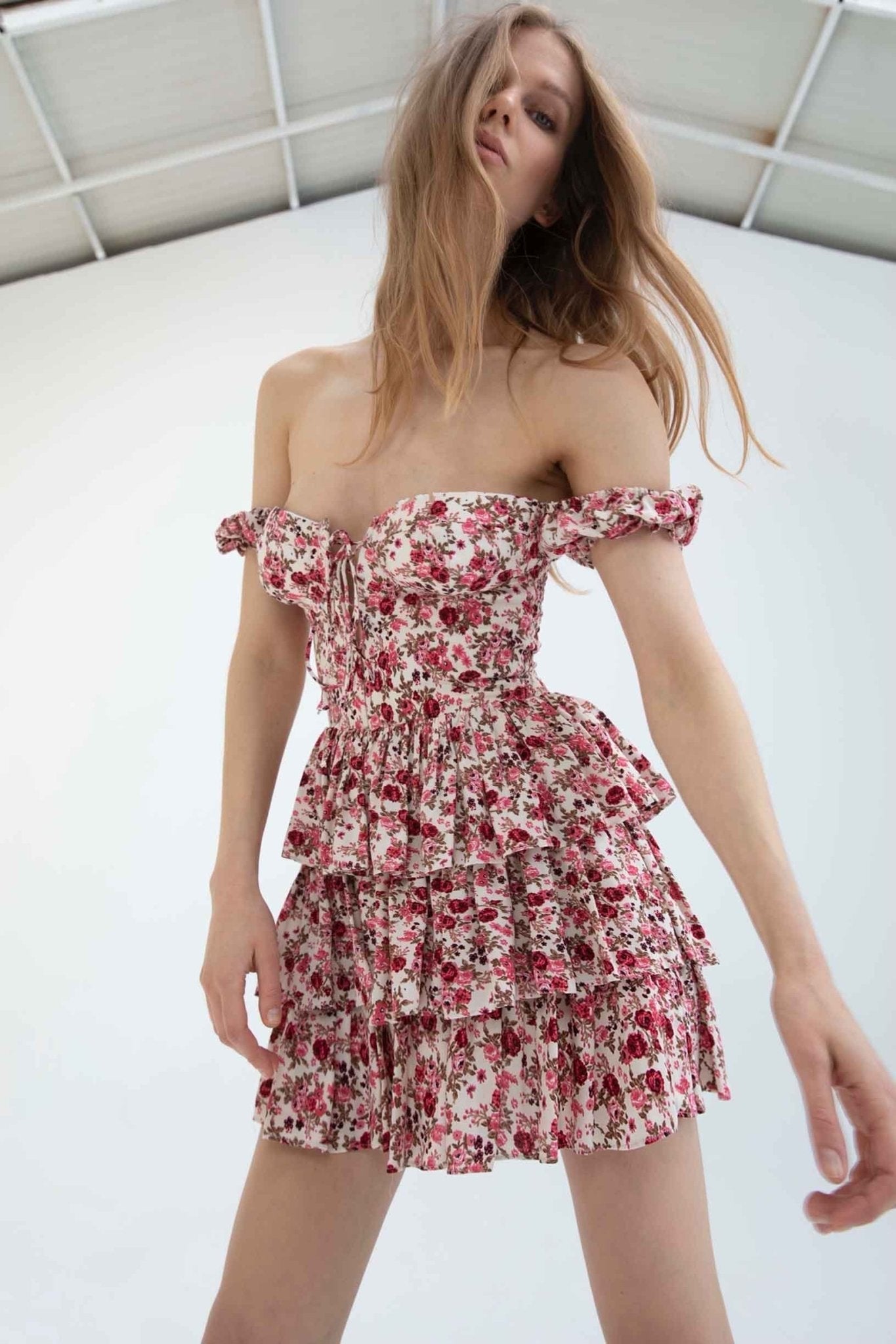 Vera® | Printed Tiered Mini Dress With Corset