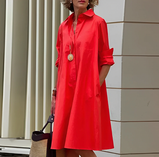 Madeline | Women's Long Sleeve A-Line Midi Dress