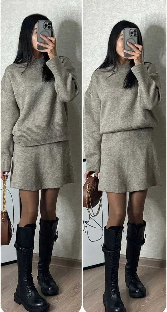 Milagros | Knitted skirt jumpsuit (top + skirt)