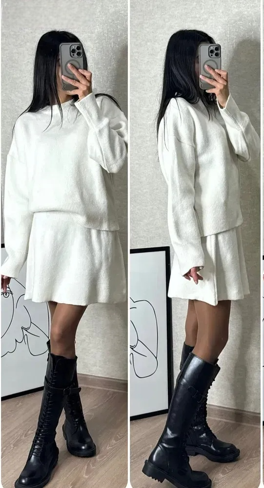 Milagros | Knitted skirt jumpsuit (top + skirt)