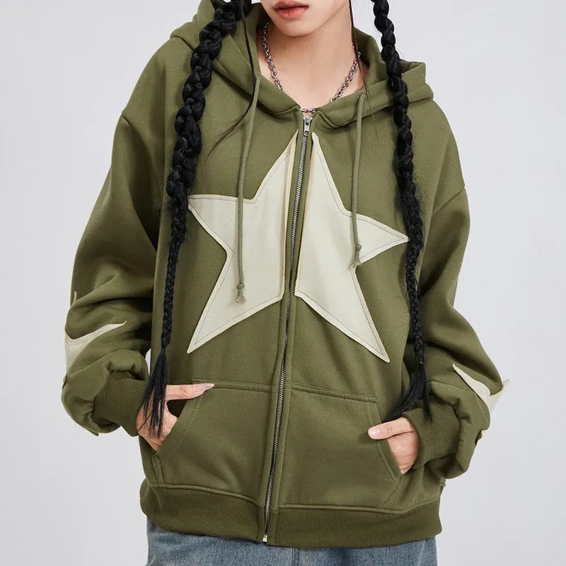 Sabina | Women's star pattern zip hoodie
