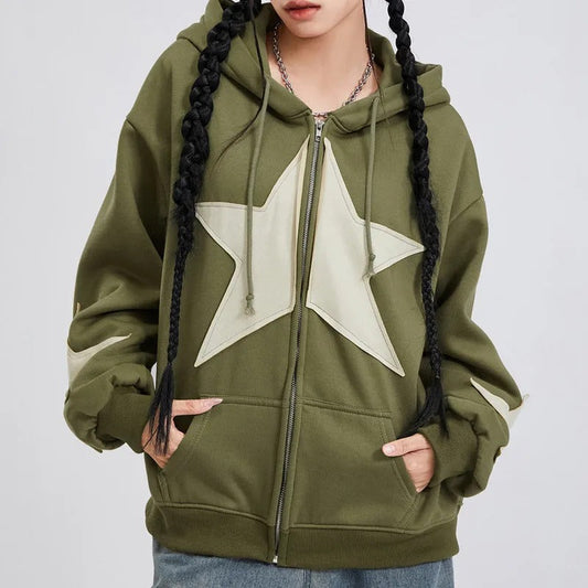 Nathalie | Women's star pattern zip hoodie