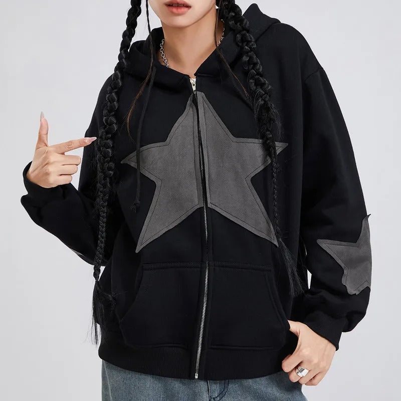 Nathalie | Women's star pattern zip hoodie