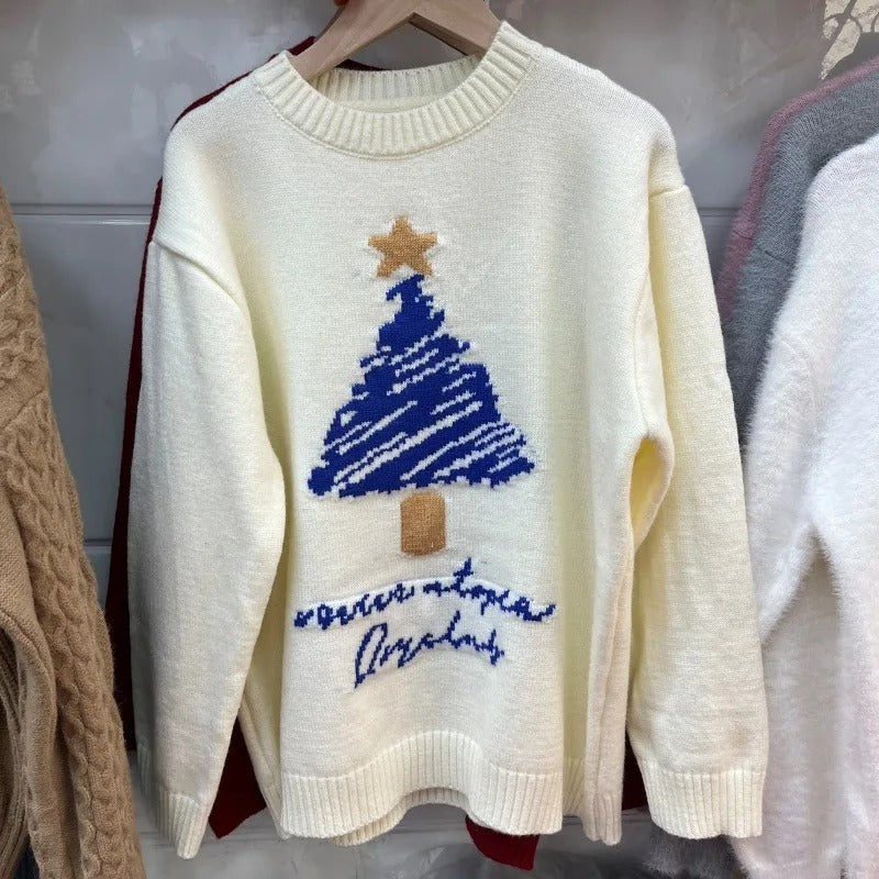Juana® | Women's oversized knitted sweater with Christmas tree print