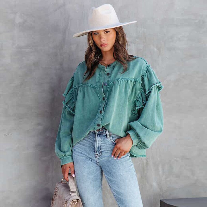 Evelyn® | Blouse Trendy Feminine Blouse Made Of Colored Fabric