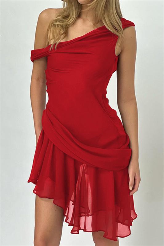 Matilde® | One-Shoulder Chiffon Mini Dress