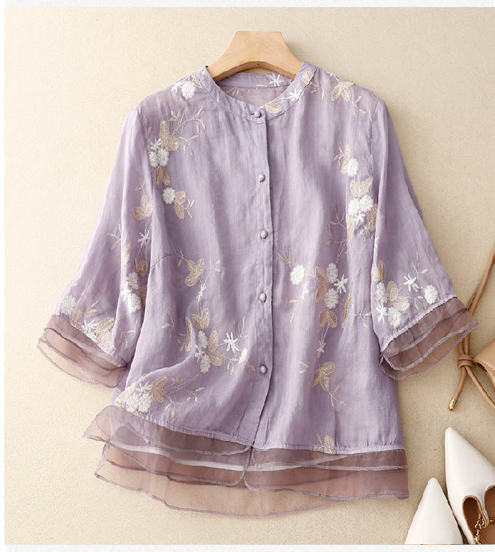 Maureen | Women's Button-Down Floral Blouse