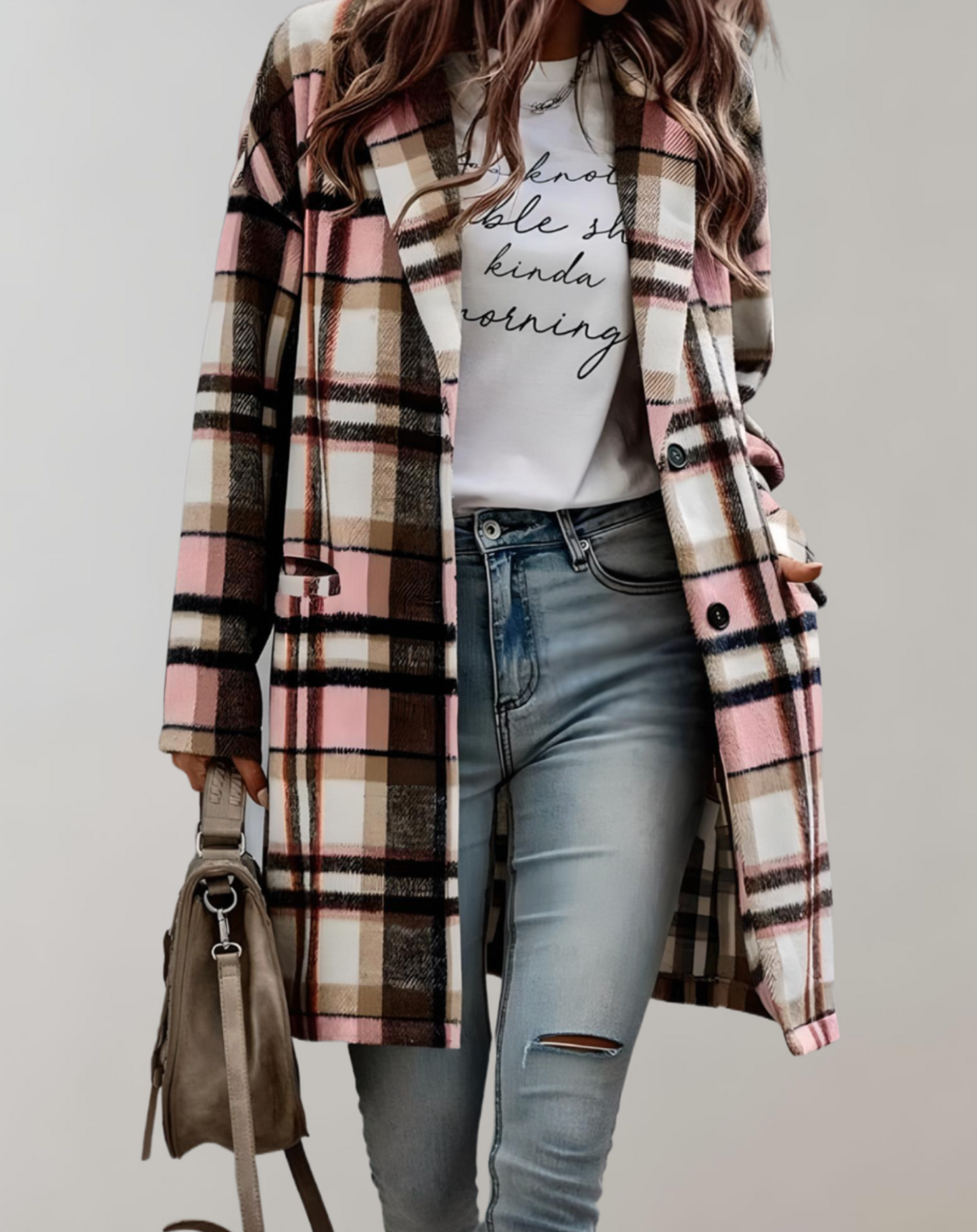 Fabiola® | Oversized and long checked jacket