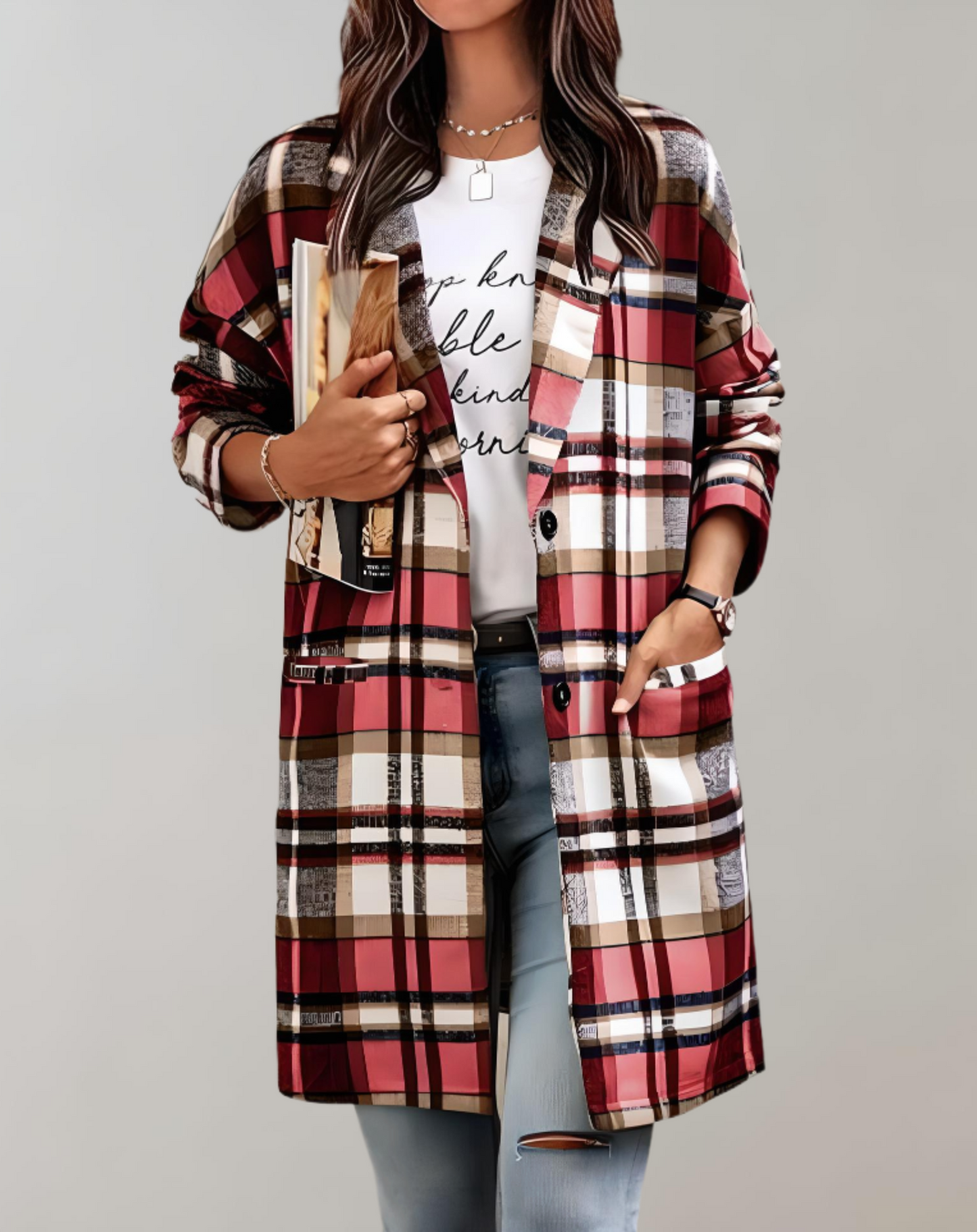 Fabiola | Oversized and long checked jacket