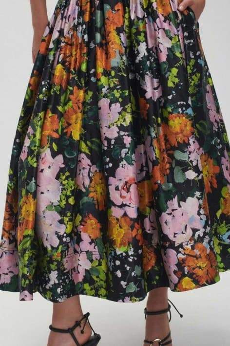 Xaviera® | Printed Midi Dress  With V-Neck And Puff Sleeves