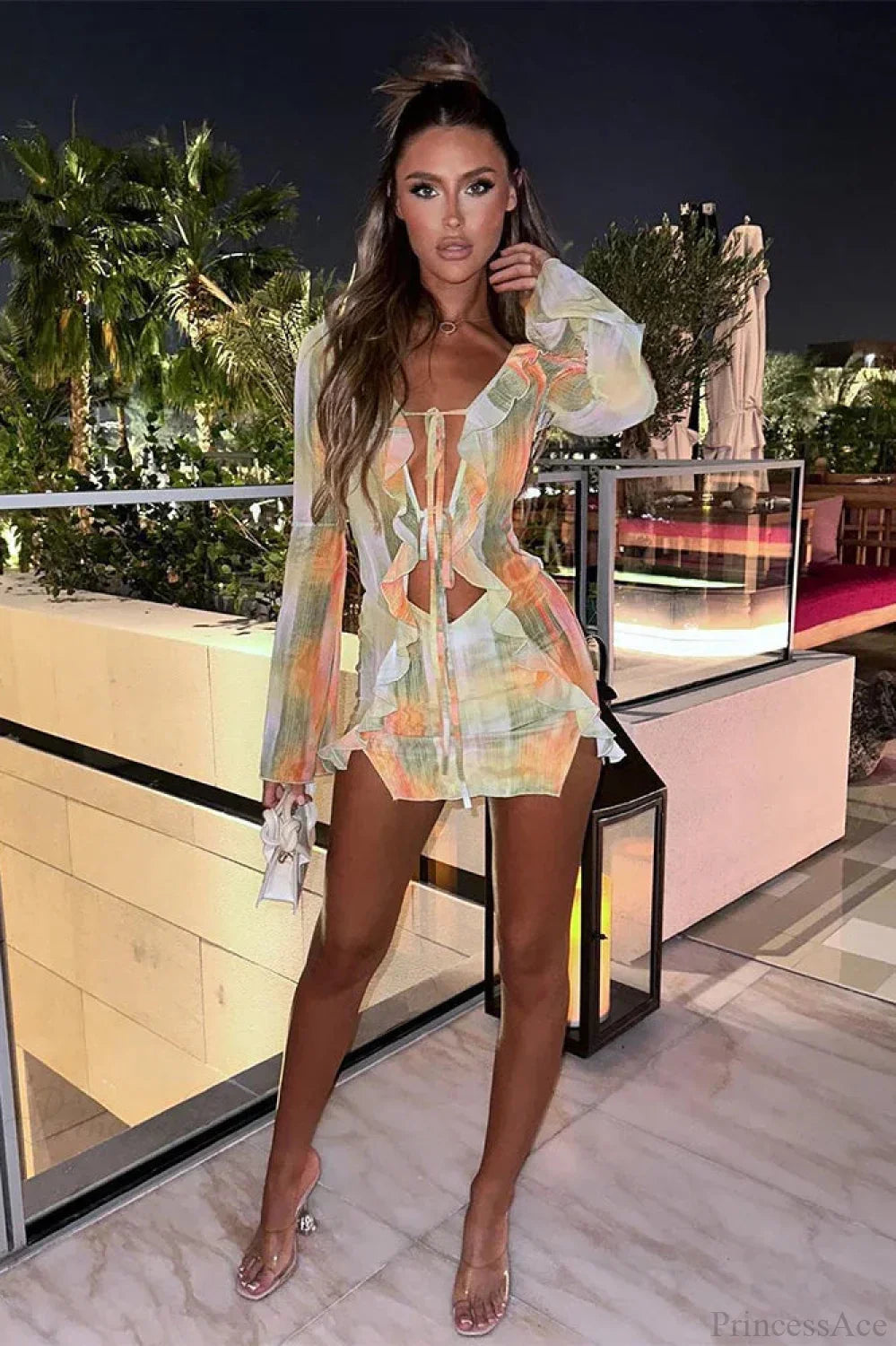 Mesh Hollow Out Transparent Vacation Dress