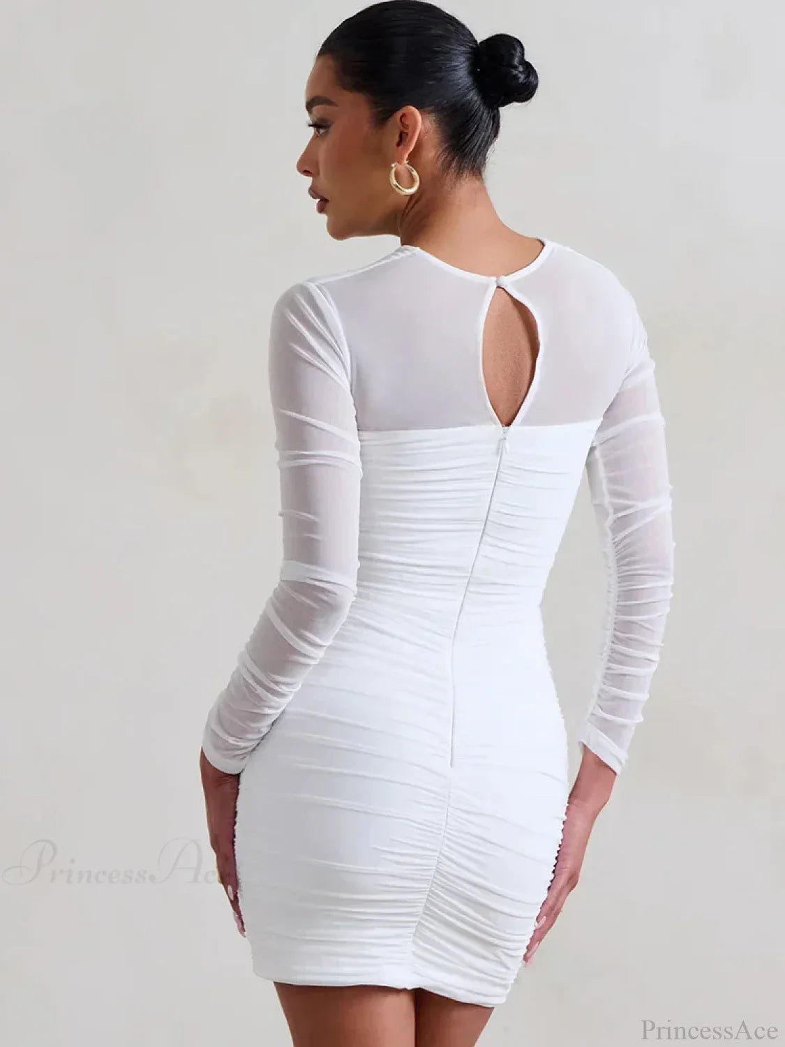 Mesh Pleated Wrap Mini Dress