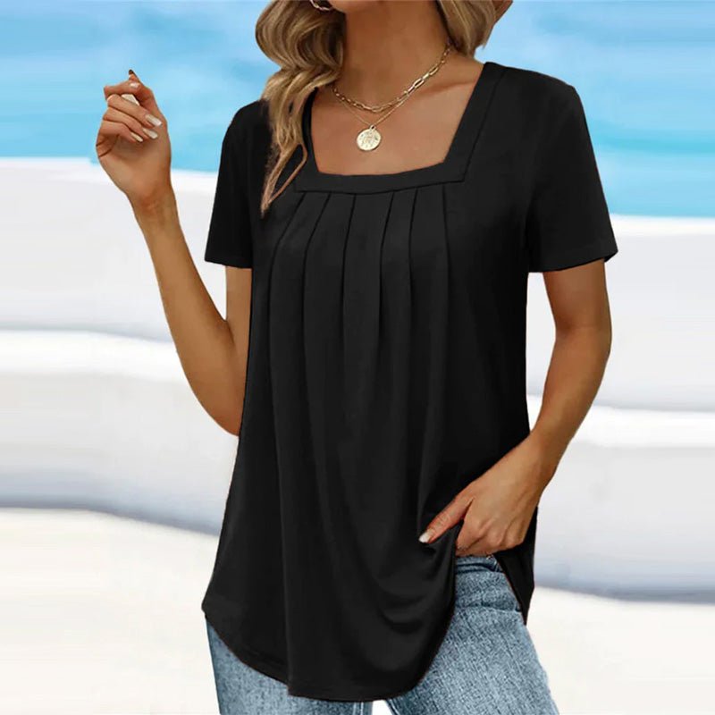 Michaela | Women's Square Neck Pleated Top