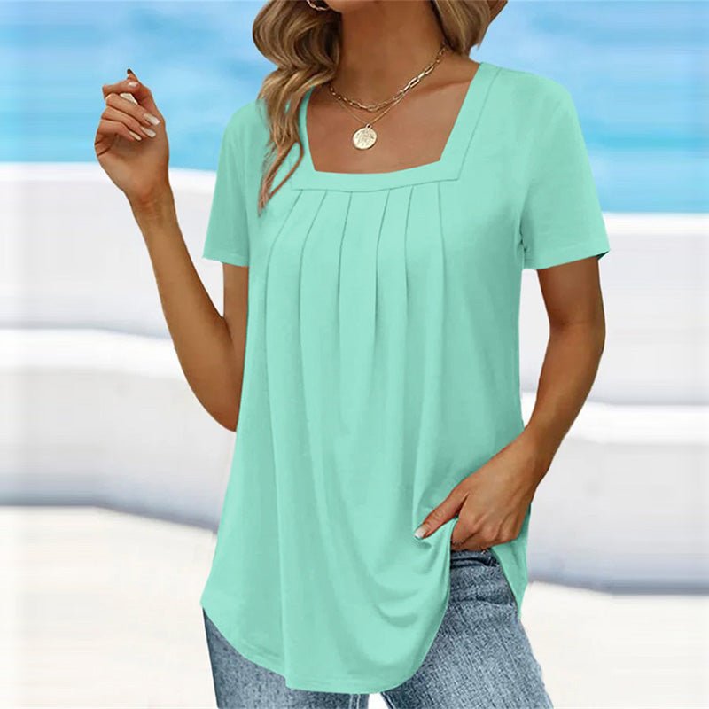 Michaela | Women's Square Neck Pleated Top