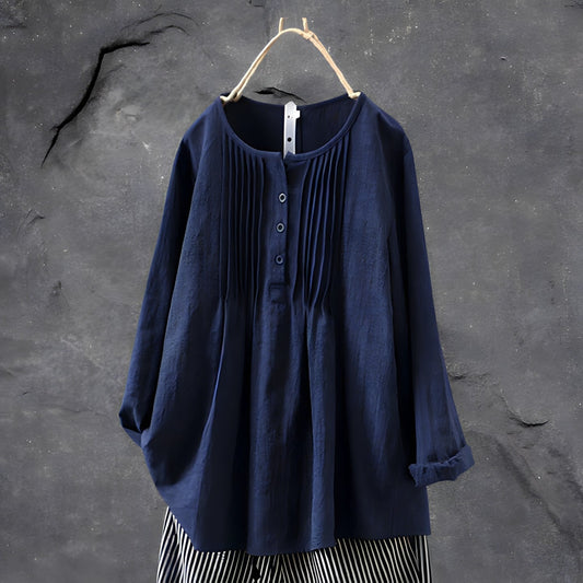 Michelle | Women's Long Sleeve Button Front Peplum Blouse