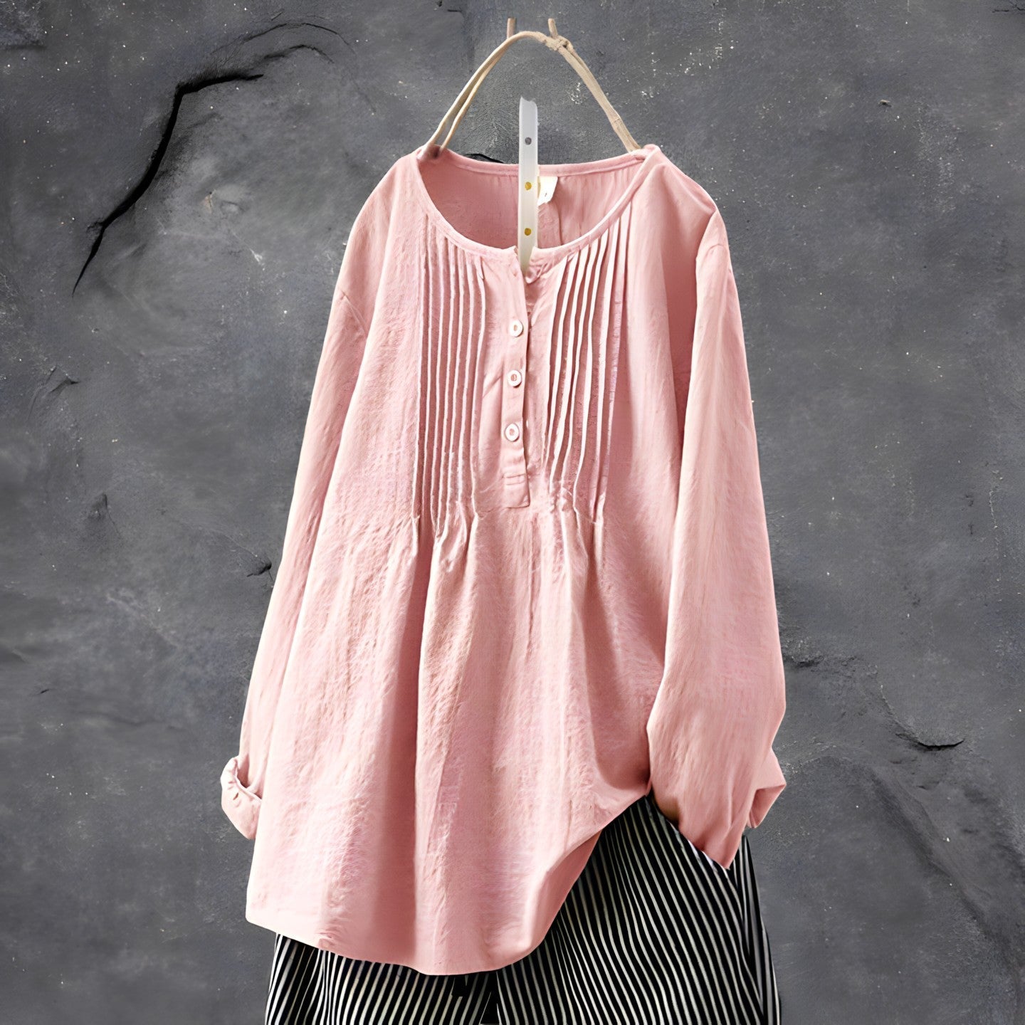 Michelle | Women's Long Sleeve Button Front Peplum Blouse
