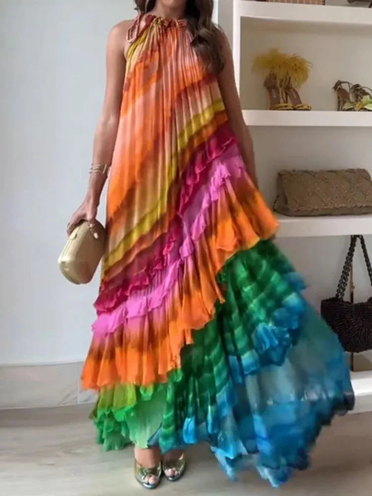 Michelle | Vibrant Ruffle Maxi Dress
