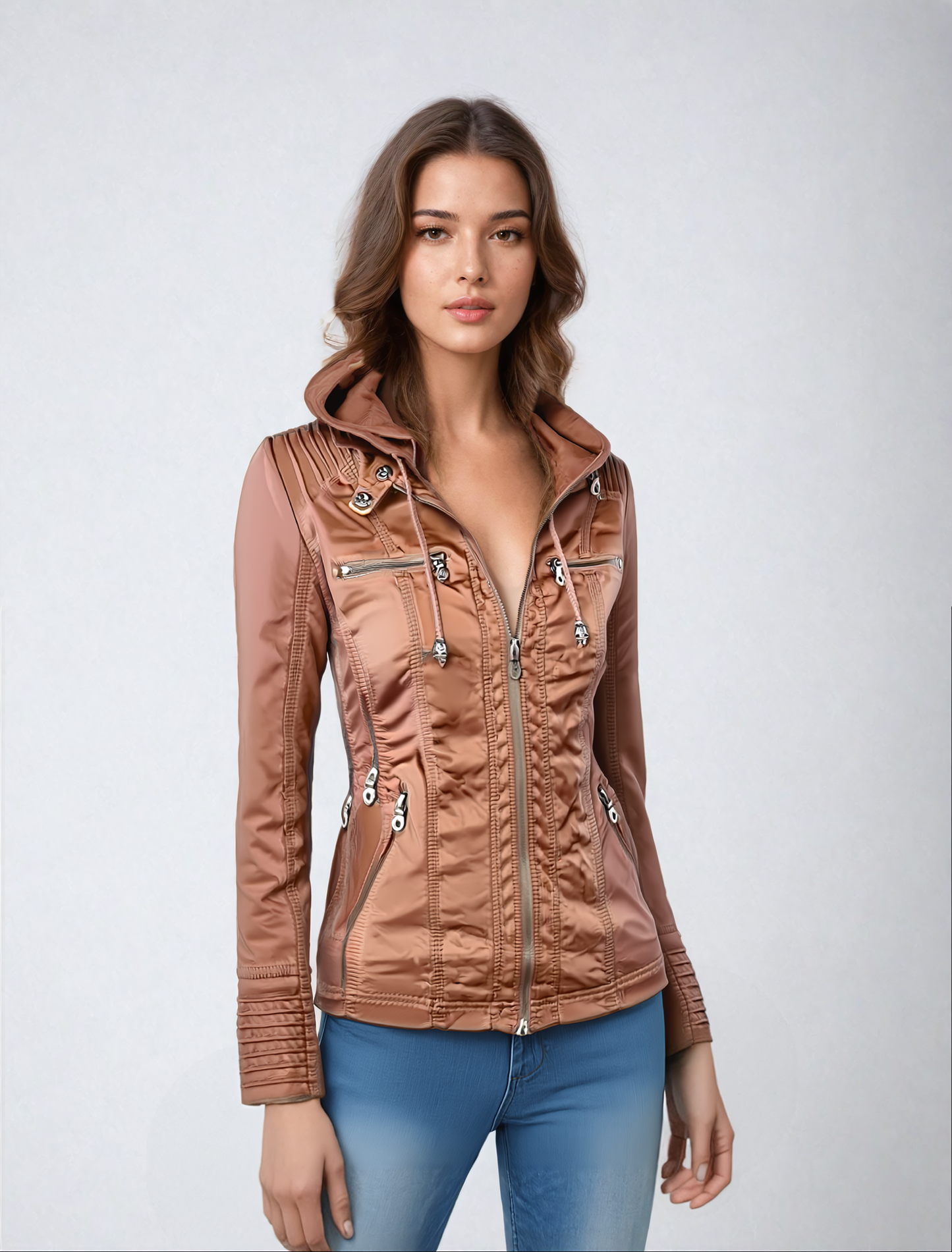 Tatiana | Leather jacket with hood