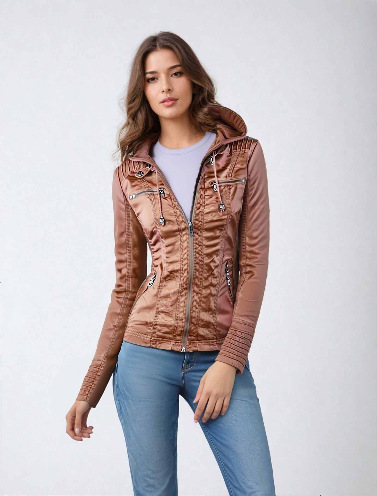 Tatiana | Leather jacket with hood