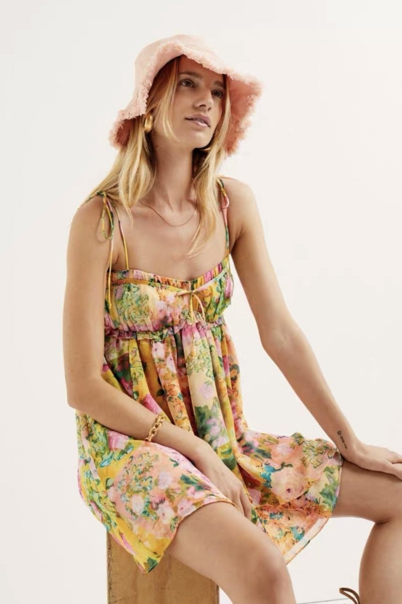 Leonor® | Chiffon Mini Dress With Floral Print
