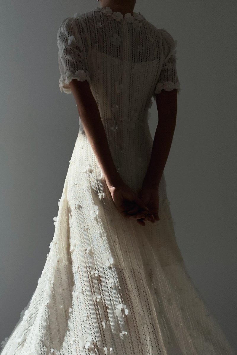 Mónica® | Midi Knit Dress With Lace Embroidery