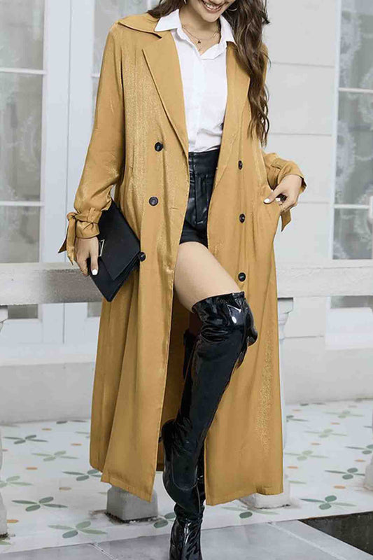 Anja | Double-breasted trench coat with lapels and strappy pattern