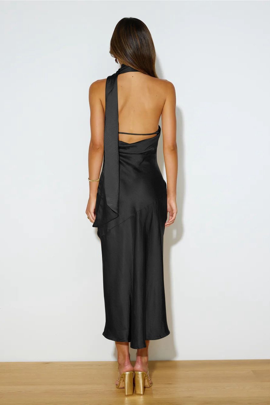 Xandra® | Cowl Satin Halterneck Midi Dress