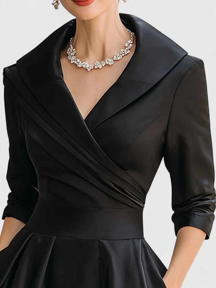 Nadia | Women's V-Neck A-Line Midi Dress