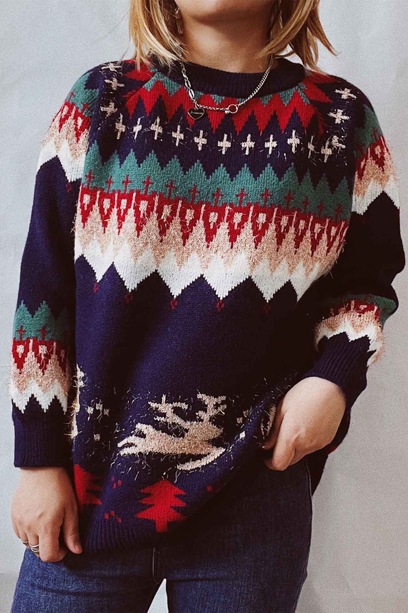 Tamara | Long-sleeved sweater with low shoulders and a round neckline