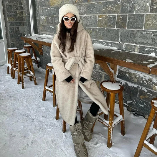 Neo Mint Belted Mink Fur Overcoat